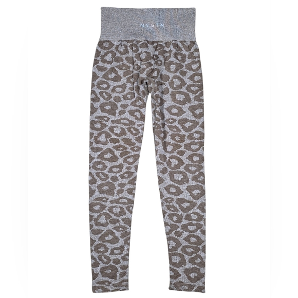 NVGTN Mocha Leopard Seamless Leggings Workout Activewear Gym - Picture 3 of 7